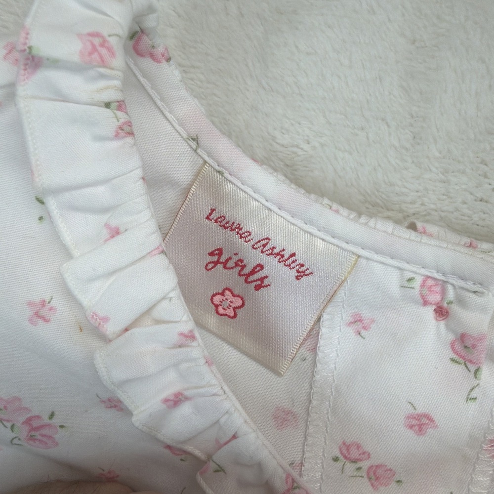 Laura Ashley Girls Floral Peplum Top 6X Pink White Ruffle NWT Cottagecore - Picture 4 of 10